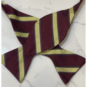 VTG Brooks Brothers Makers Repp Silk Blend Self Tie Bowtie Bow Tie Stripe